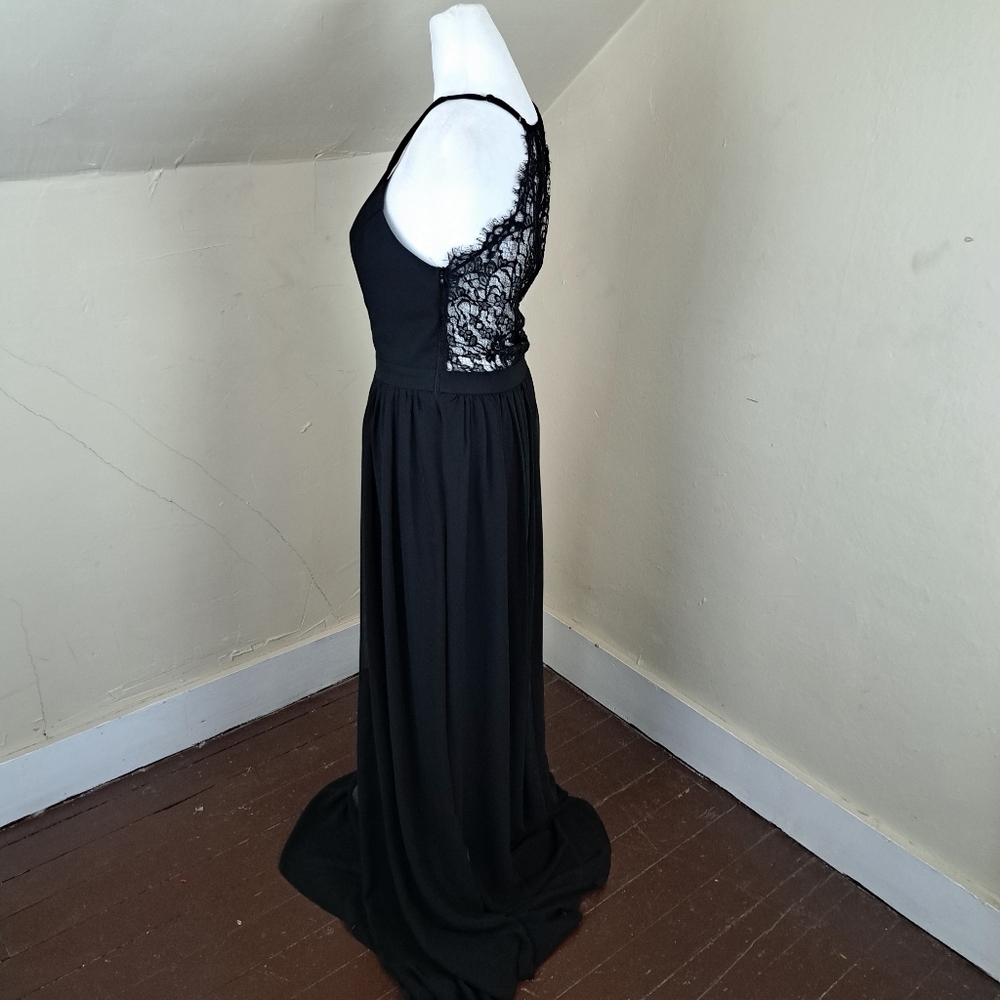 Lulus Love Spell Black Lace Back Maxi Dress Formal Evening Gown Size M - Picture 4 of 13